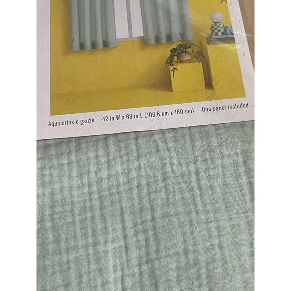 Room Essentials Light Filtering Curtain Panel Aqua Crinkle Gauze 42x63 ONE PANEL - Picture 4 of 6